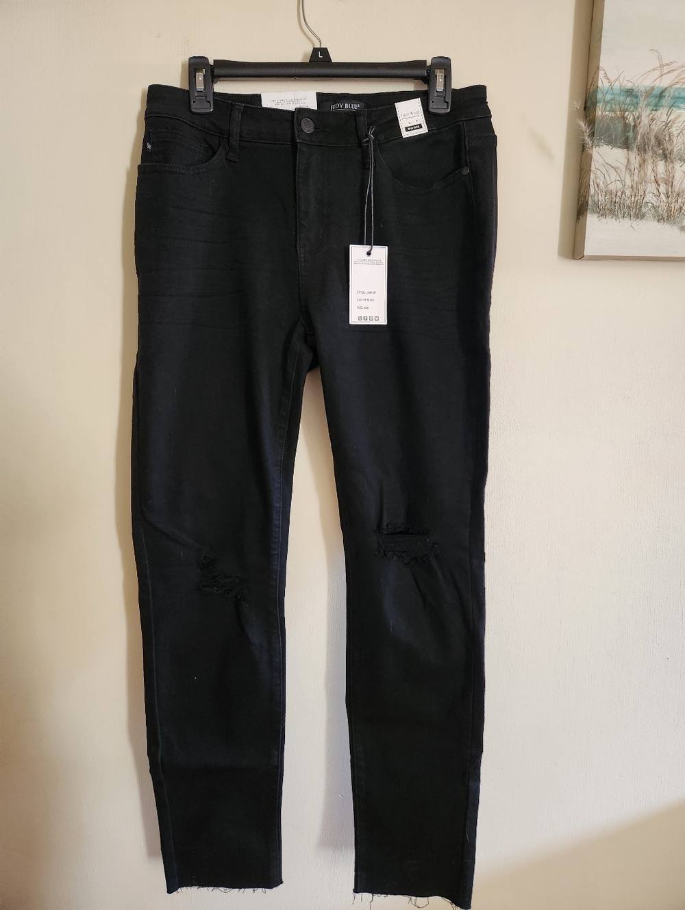 Judy Blue Jeans Black Mid Rise Slim Fit Distressed 9/29 NWT